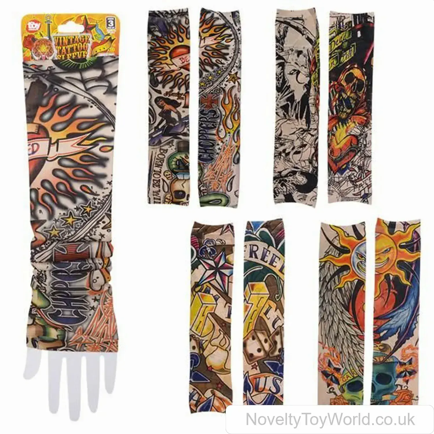 Cool Colourful Multi Design Fake Tattoo Sleeve for Arms