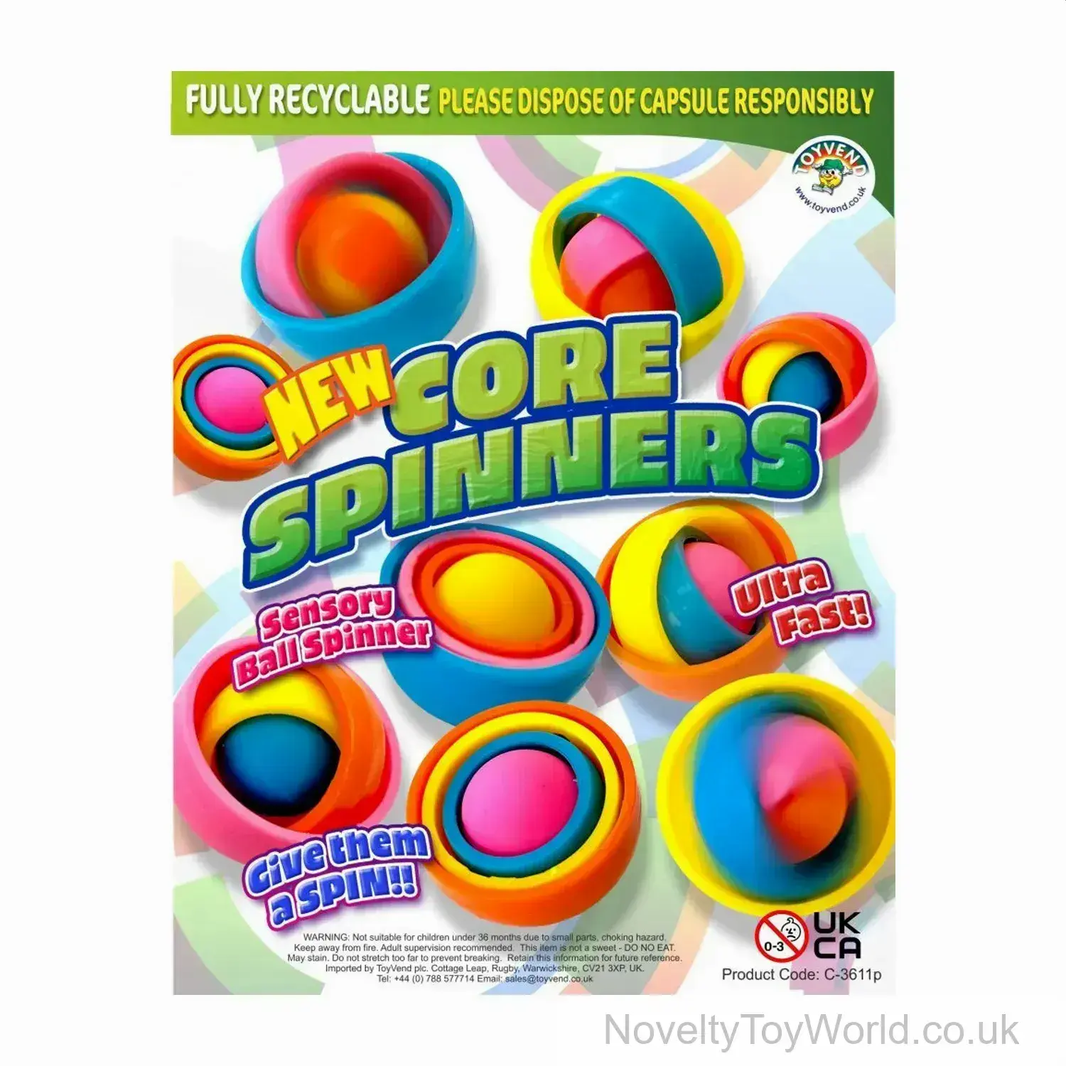 Core Spinner Fidget Toy - 55mm Vending Capsule