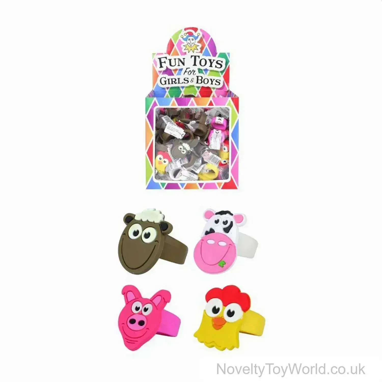 Cute Rubber Farm Animal Rings for Kids (3cm)