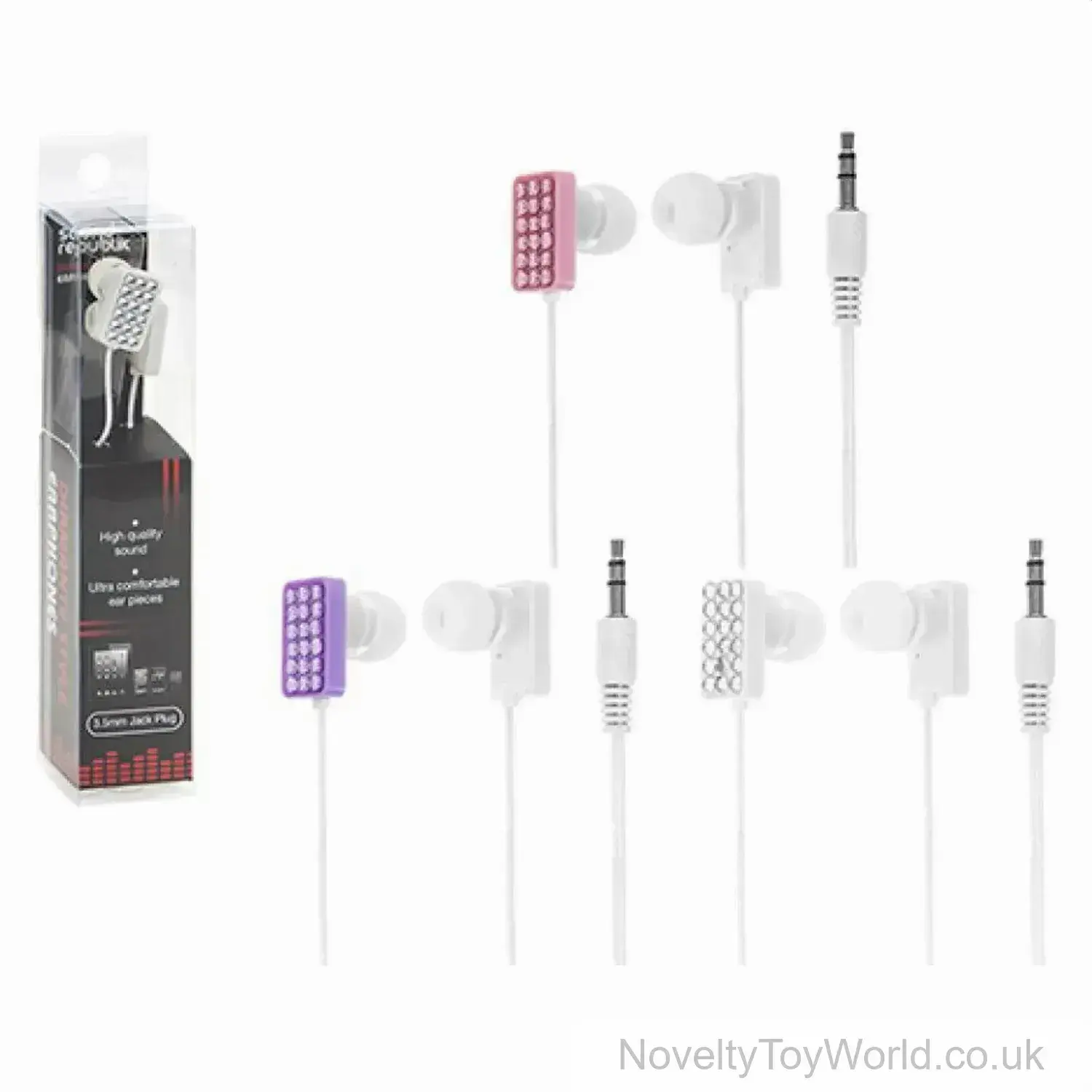 Diamante Ear Buds Headphones - Boxed