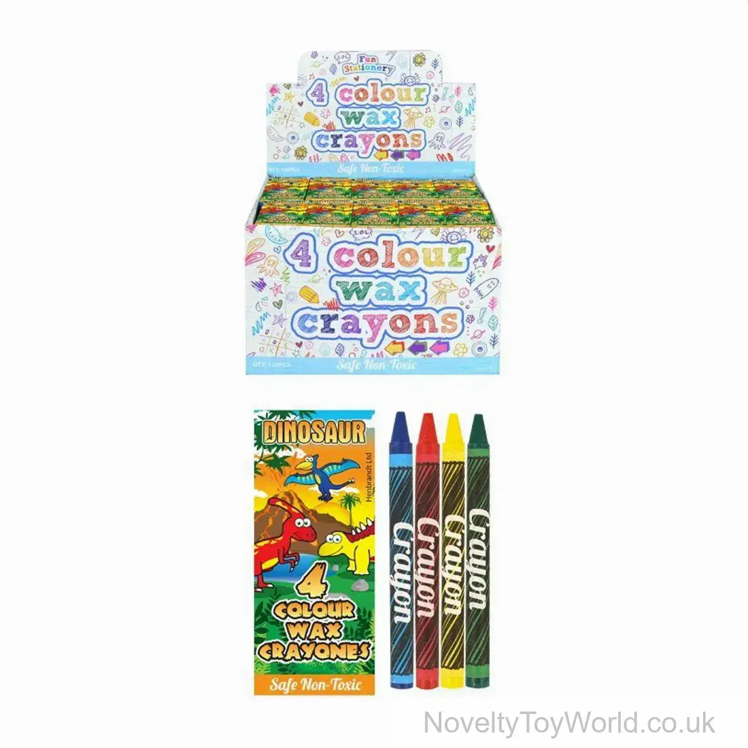 Dino Wax Crayons - Pack of 4 (8cm)