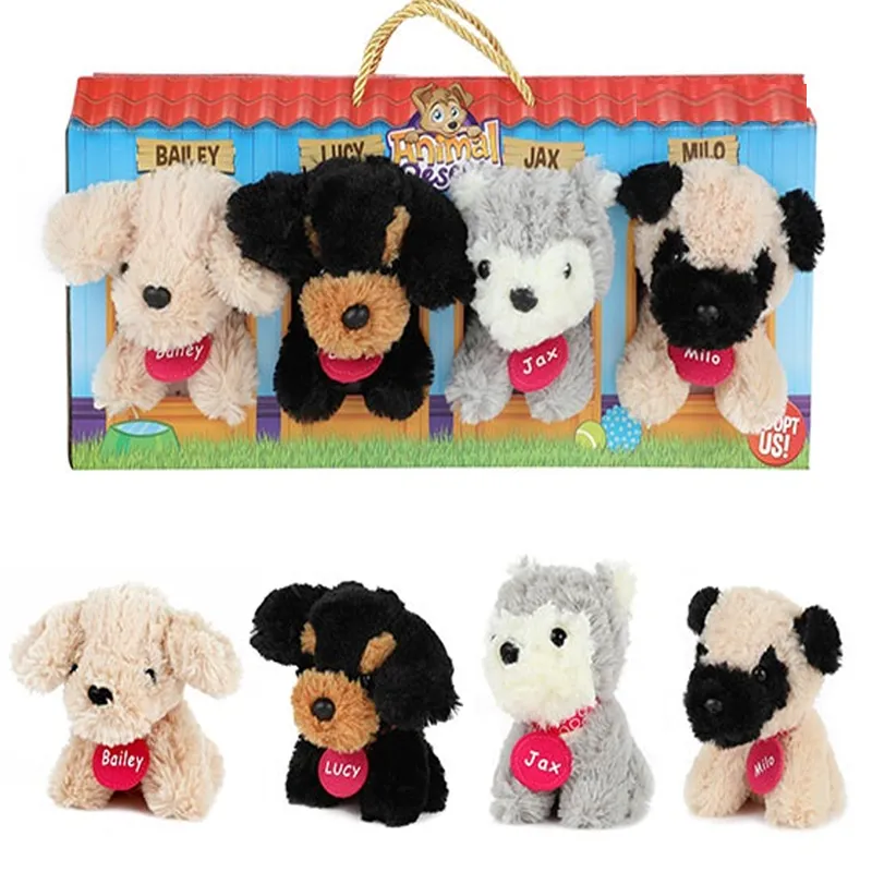 4 Plush Toy Puppies In Doghouse