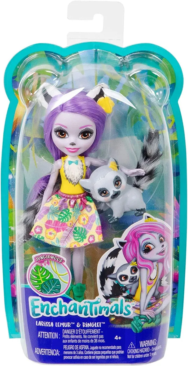 Enchantimals Larissa Lemur Doll (6-in) & Ringlet Animal Friend Figure (GFN44)