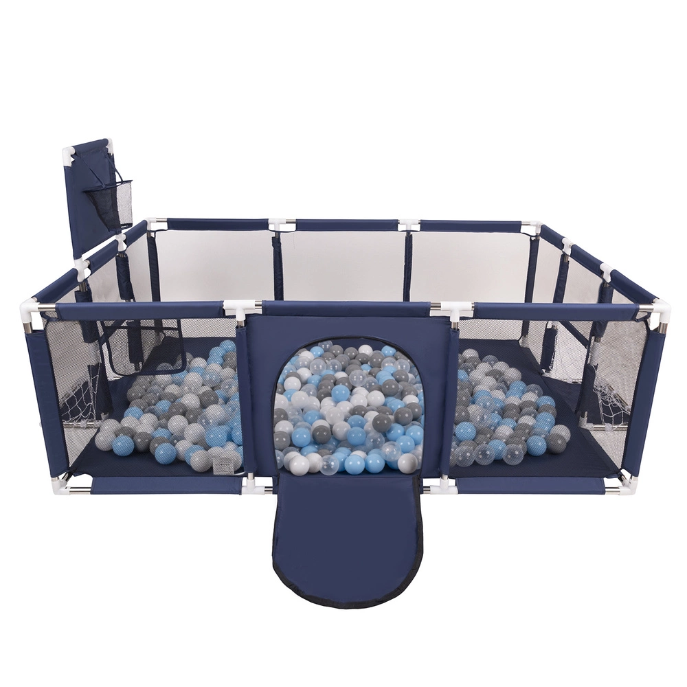 Baby Playpen Big Size Playground with Plastic Balls for Kids, Dark Blue:grey/white/transparent/babyblue, 100 balls