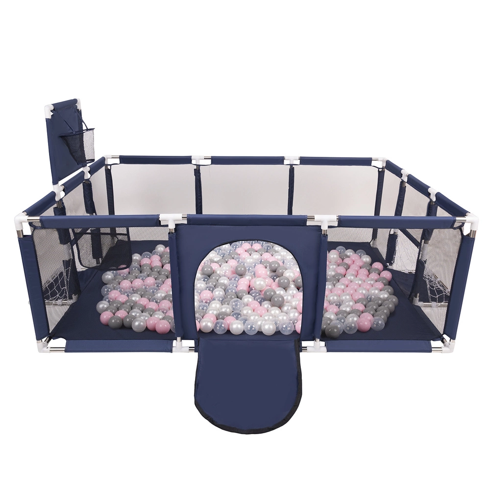 Baby Playpen Big Size Playground with Plastic Balls for Kids, Dark Blue:pearl/grey/transparent/powder pink, 100 balls