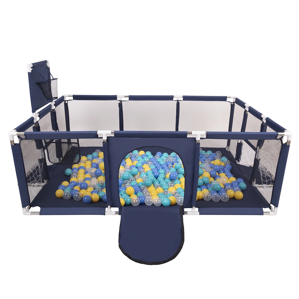 Baby Playpen Big Size Playground with Plastic Balls for Kids, Dark Blue:turquoise/blue/yellow/transparent, 100 balls