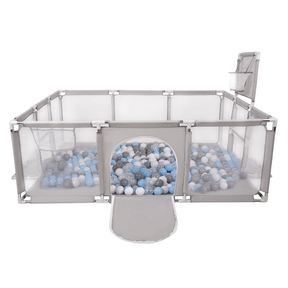 Baby Playpen Big Size Playground with Plastic Balls for Kids, Grey:grey/white/transparent/babyblue, 100 balls