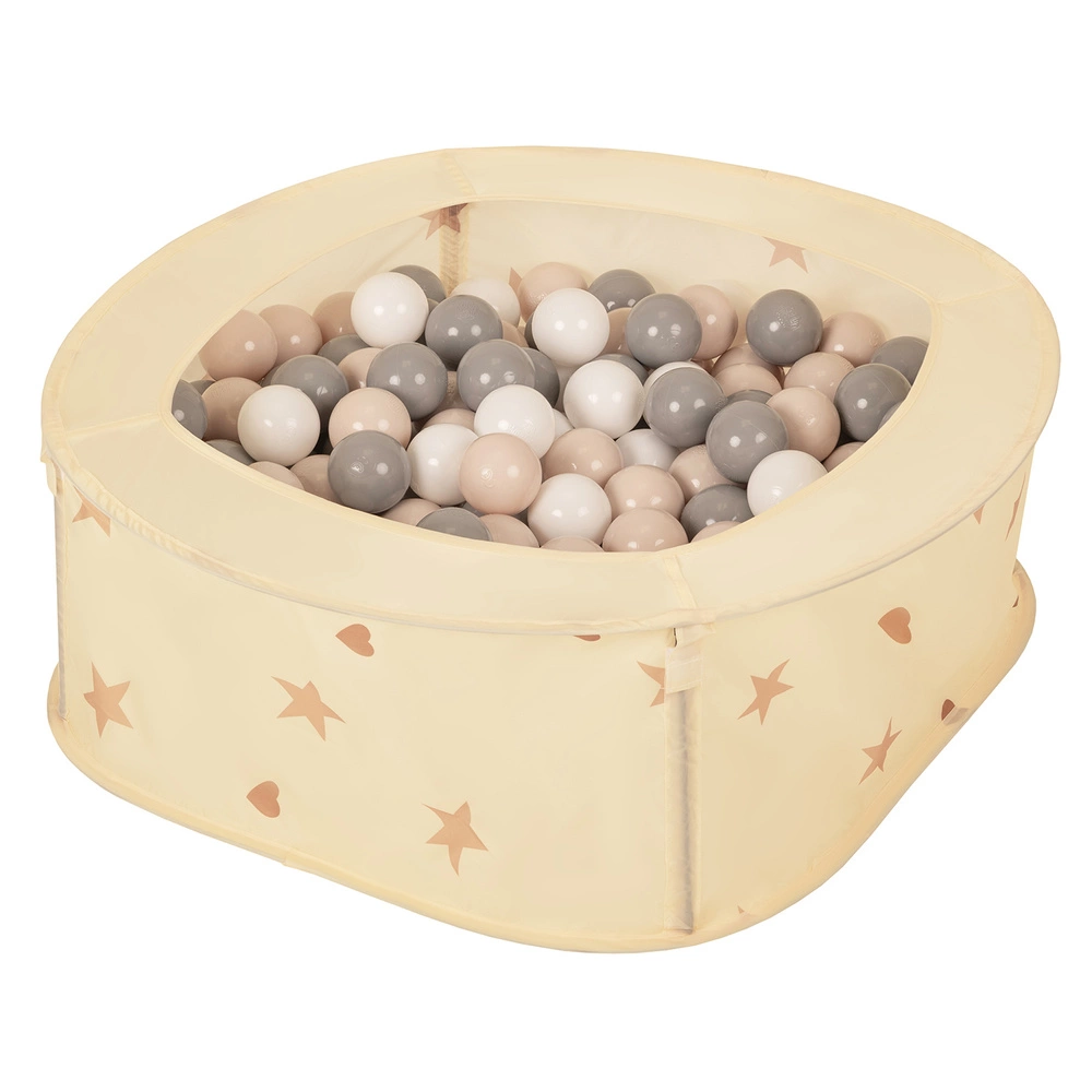 Ballpit Playpen For Kids, Babies And Toddlers Children Foldable Portable Indoor Outdoor, Light Beige: Pastel Beige-Grey-White, 100 Balls