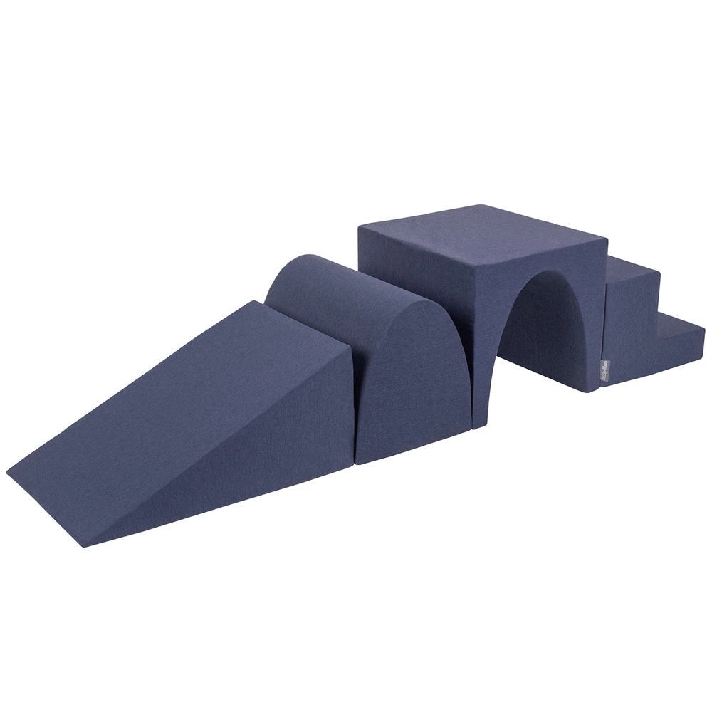 KiddyMoon Foam playground set - wedge L/hill/tunnel/steps PPZ-244, navy blue, Multi-Size