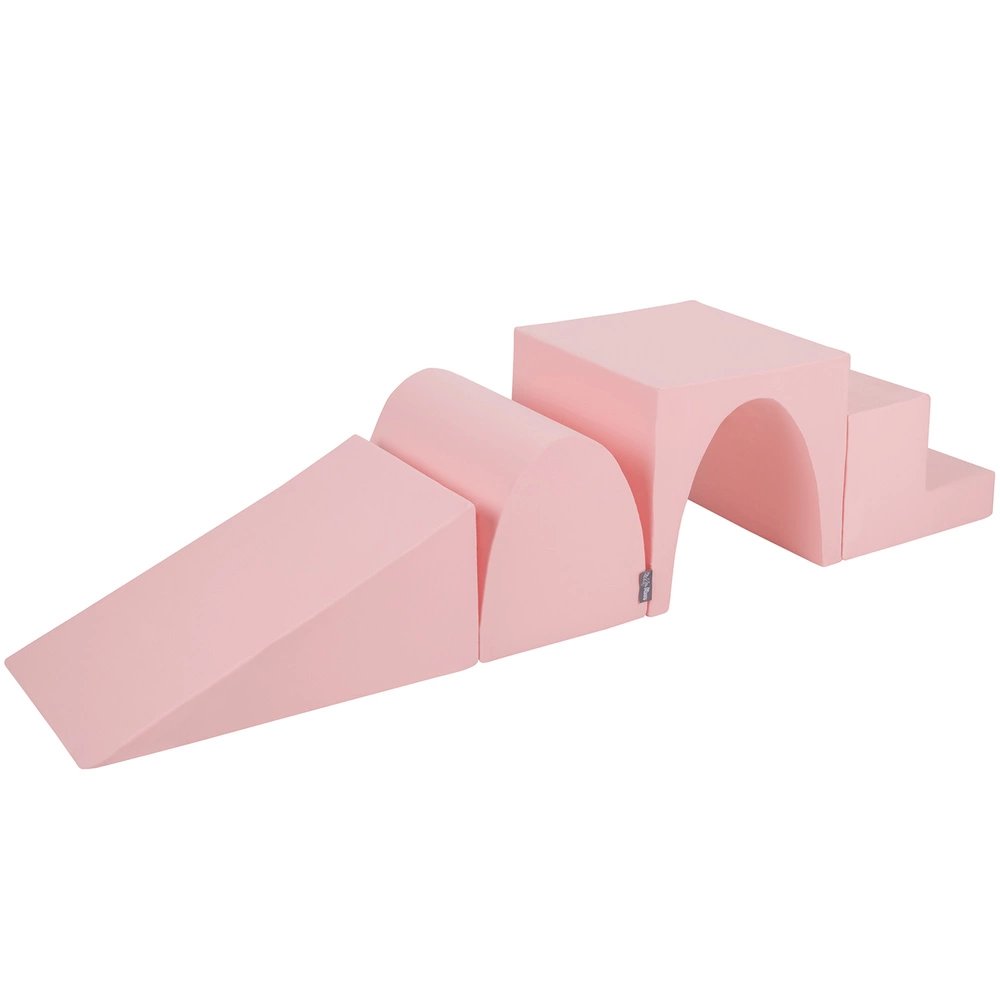 KiddyMoon Foam playground set - wedge L/hill/tunnel/steps PPZ-244, pink, Multi-Size