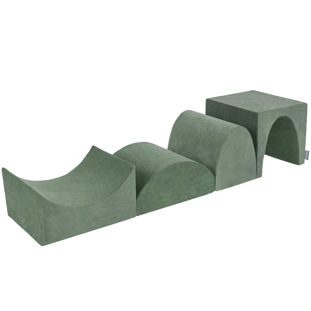 PPZV-234 KiddyMoon Foam playground sand beige VELVET hill/tunnel/ramp L/haftshaft L, forest green, Multi-Size