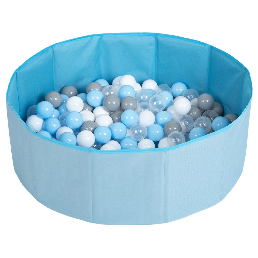 children colourfull foldable ballpit plastic balls, blue:grey/white/transparent/babyblue, 200 balls