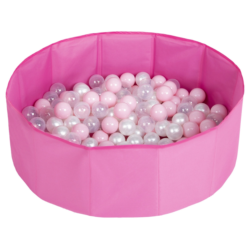 children colourfull foldable ballpit plastic balls, pink:powderpink/pearl/transparent, 100 balls