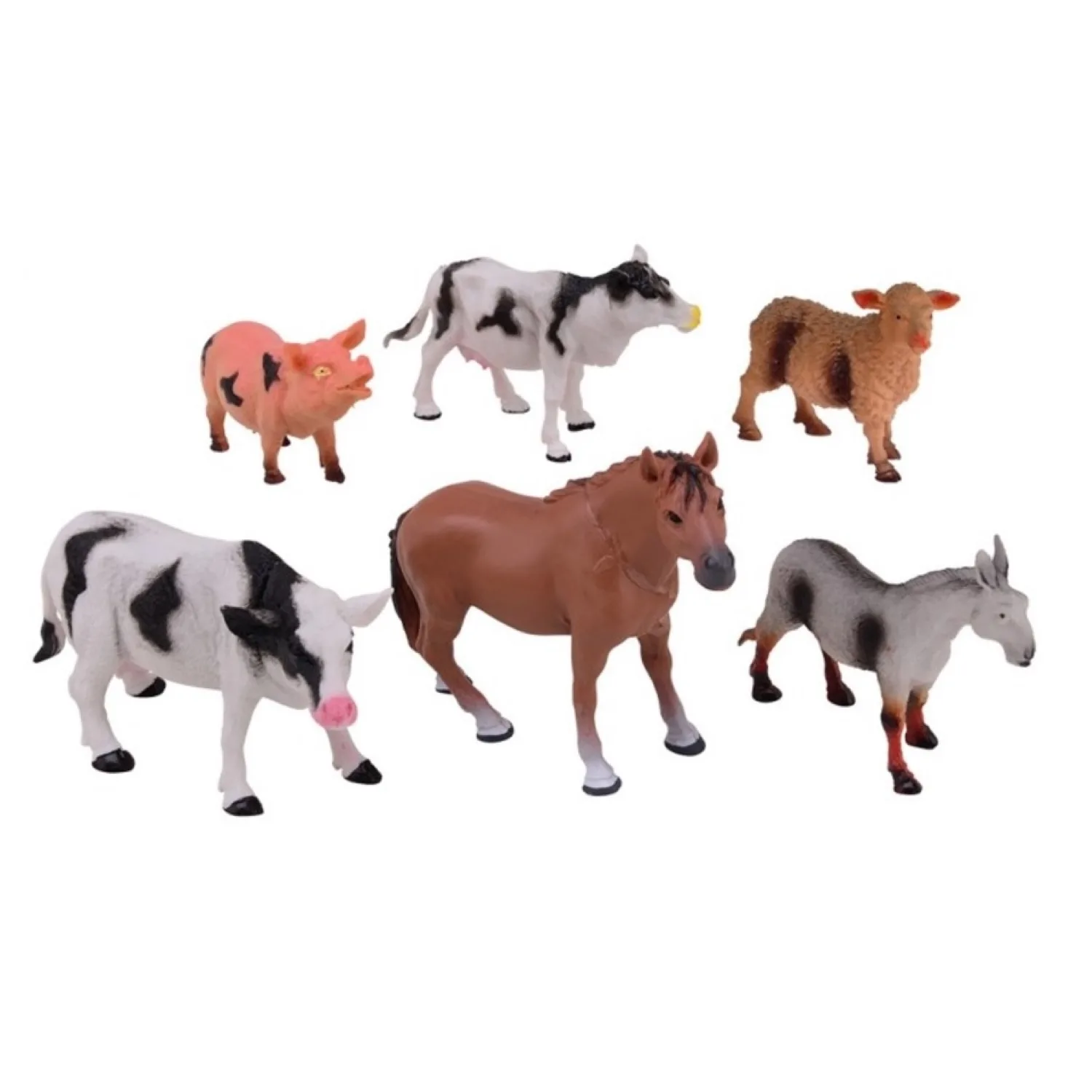 6PCS Plastic Realistic Large Farm Animals Toy Figures for Kids Educational Early Learning Farm House Barn World Farmyard Life Animals Collection