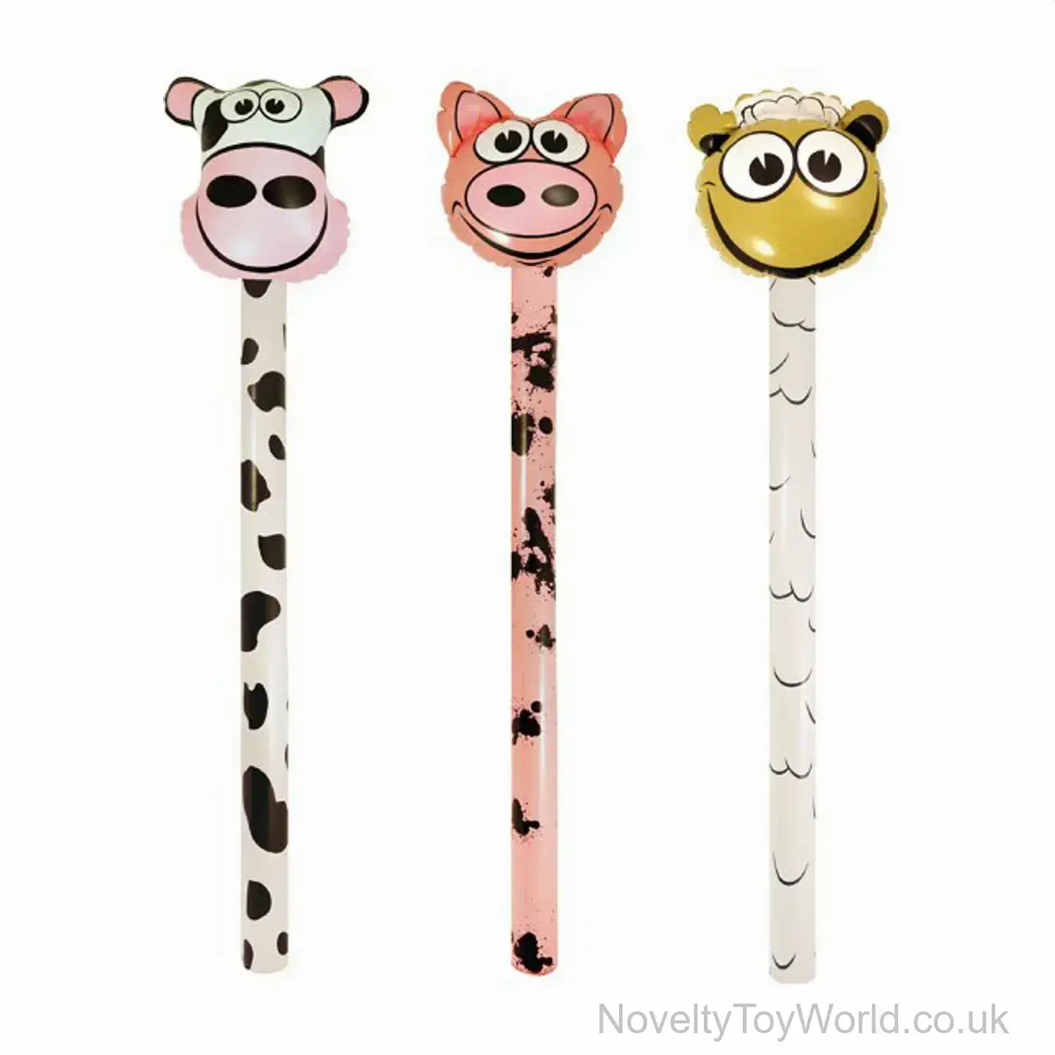 Farmyard Animal Inflatable Sticks - 3 Assorted (118cm)