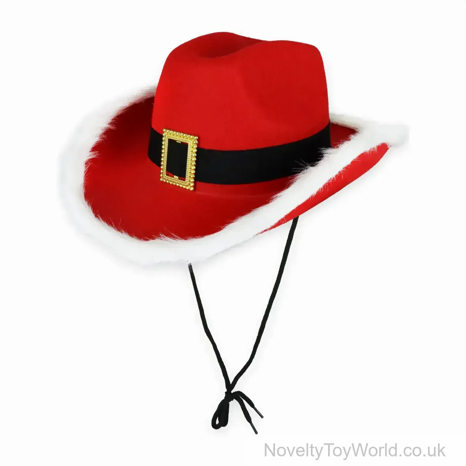 Father Christmas Cowboy Hat With White Fur Trim - Adult Size