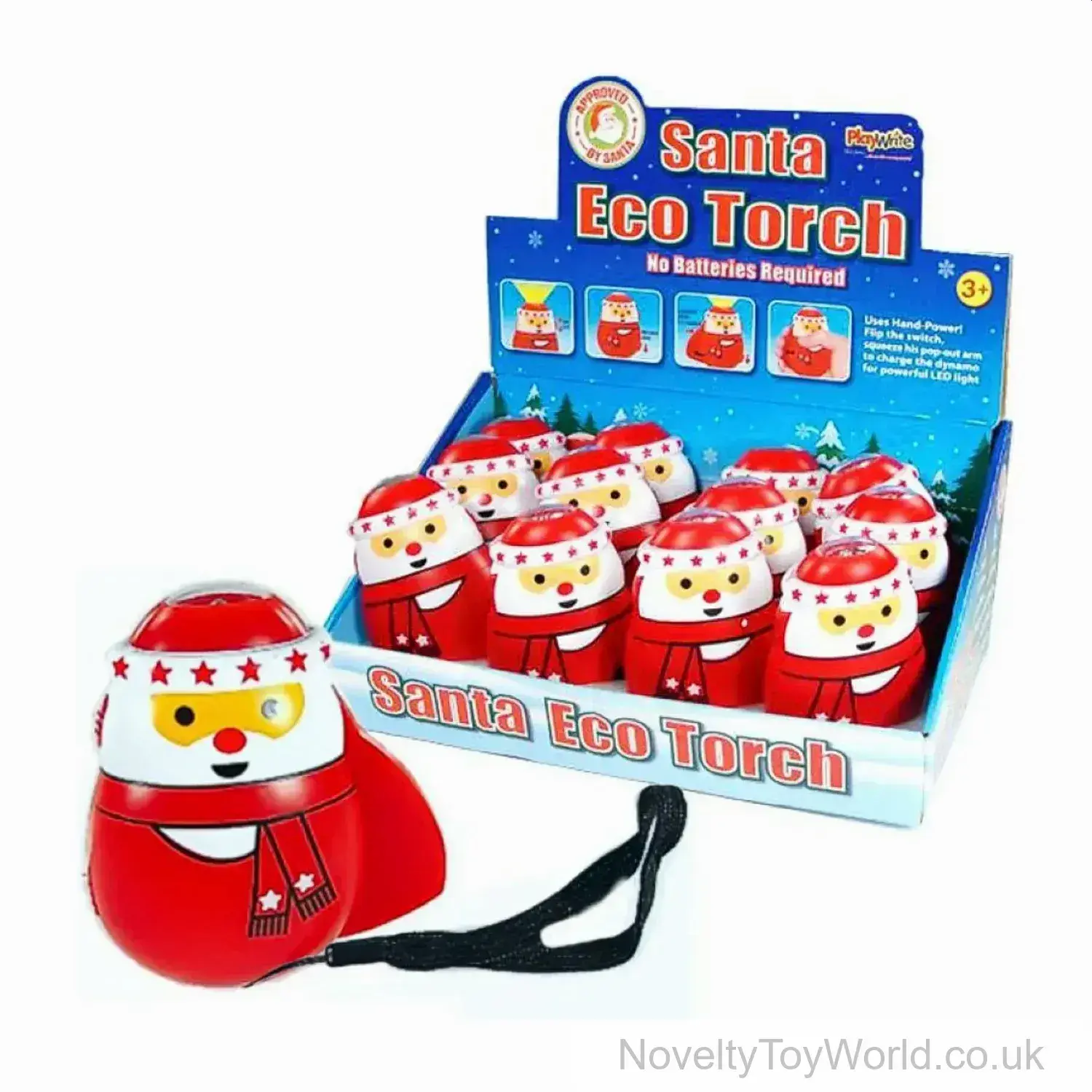Father Christmas Eco Hand Power Torch - Santa Toys (12cm)