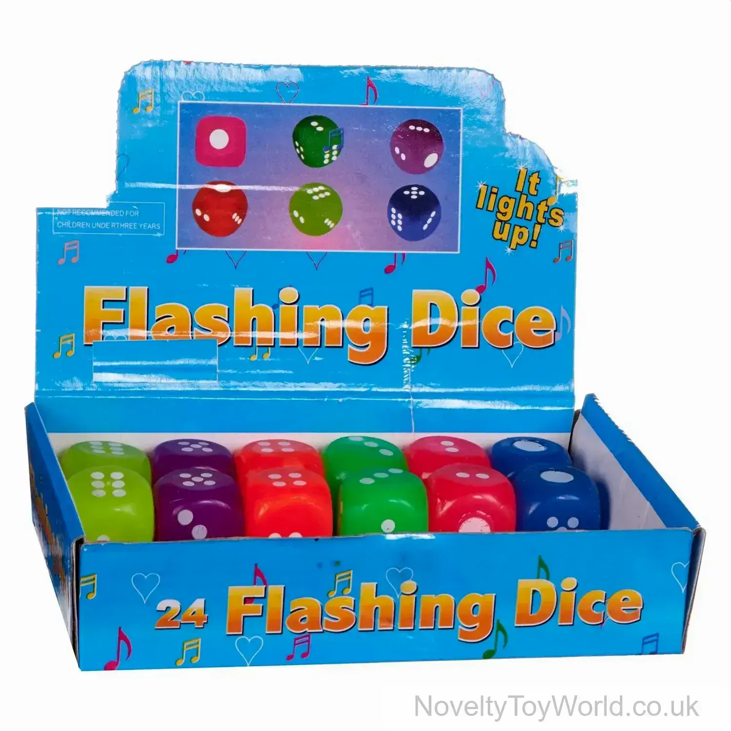 Flashing Light Up Plastic Dice - 2.5cm