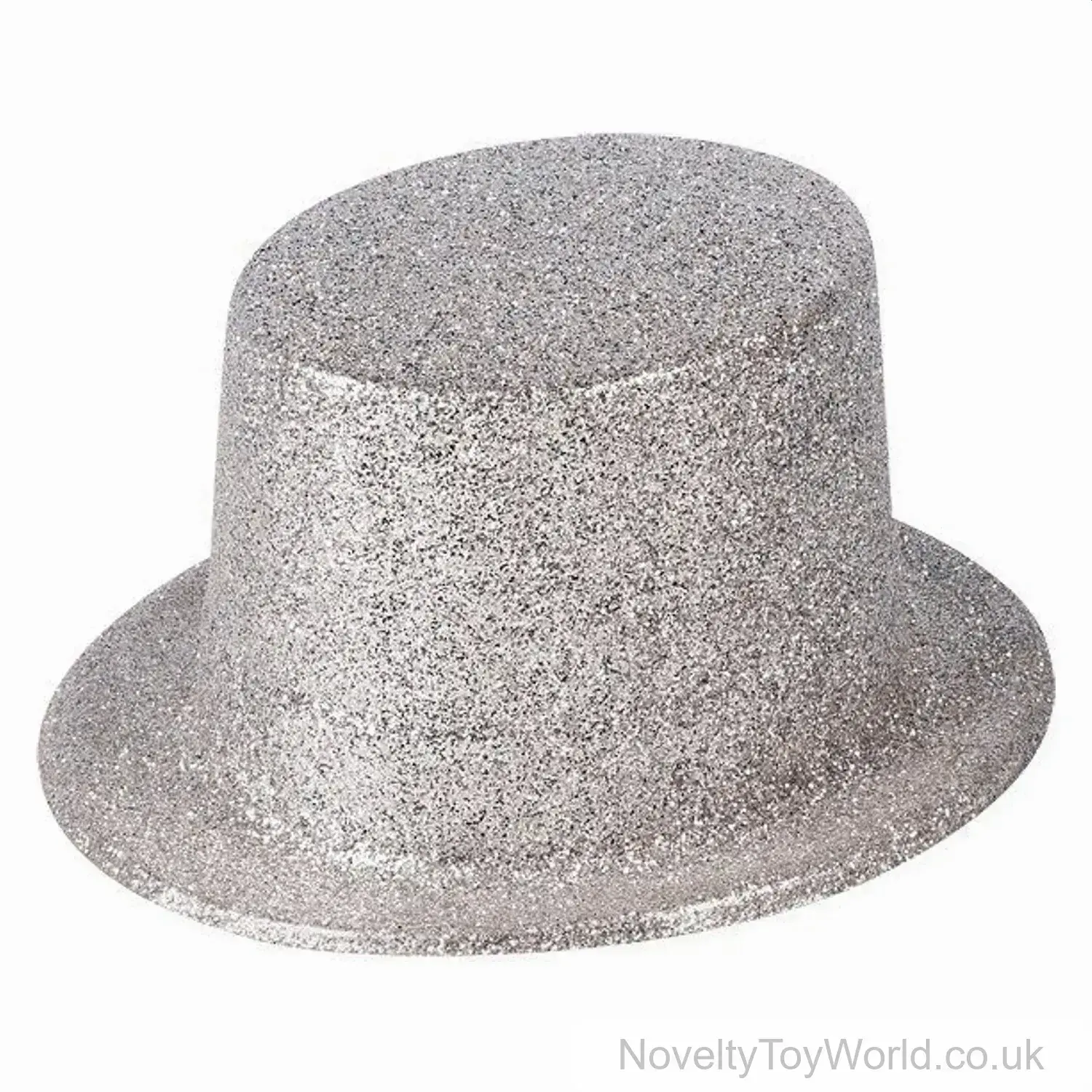 Glittery Silver Plastic Top Hat - Adult