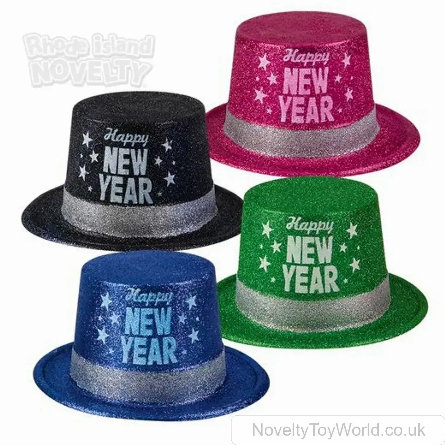 Happy New Year Glitter Top Hat - Adult (27cm)