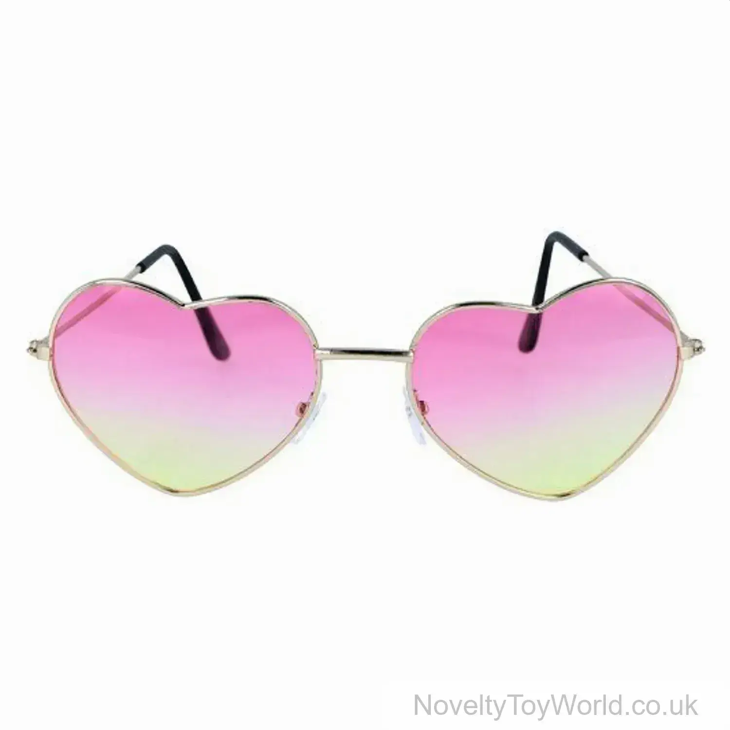 Heart Shaped Pink & Yellow Glasses With Metal Frame (Adult Size)