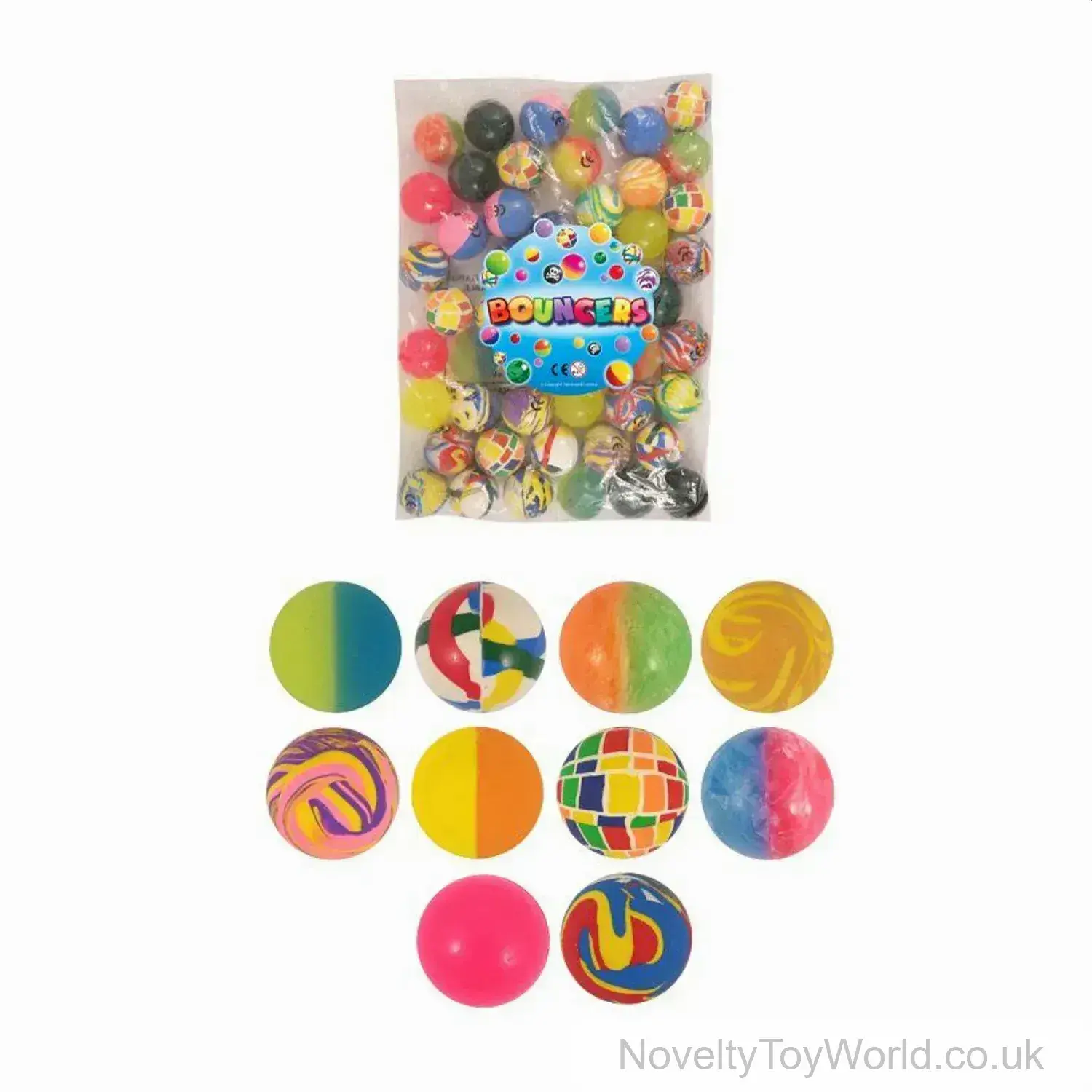 High Bounce Bouncy Ball Assortment - 50 Per Bag (4.3cm)