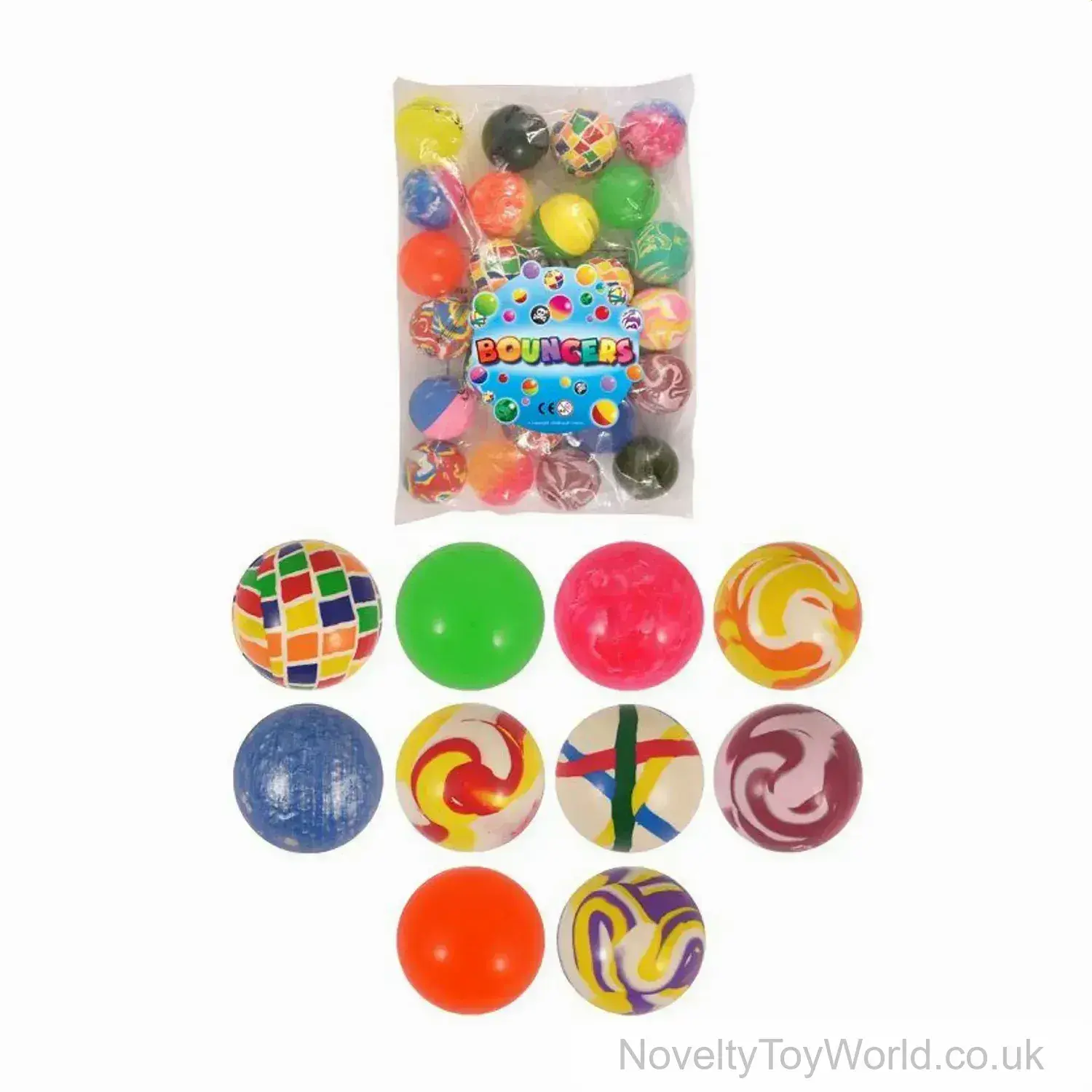 High Bounce Bouncy Ball Assortment - Bags of 25 Balls (6cm)