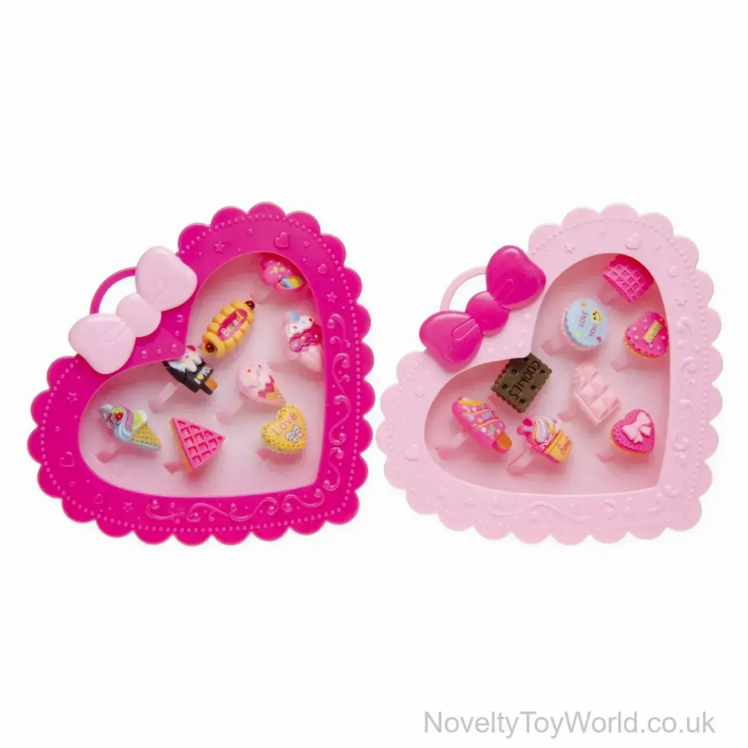 Ice Cream Desserts Kid's Rings In Heart Box - Set of 8