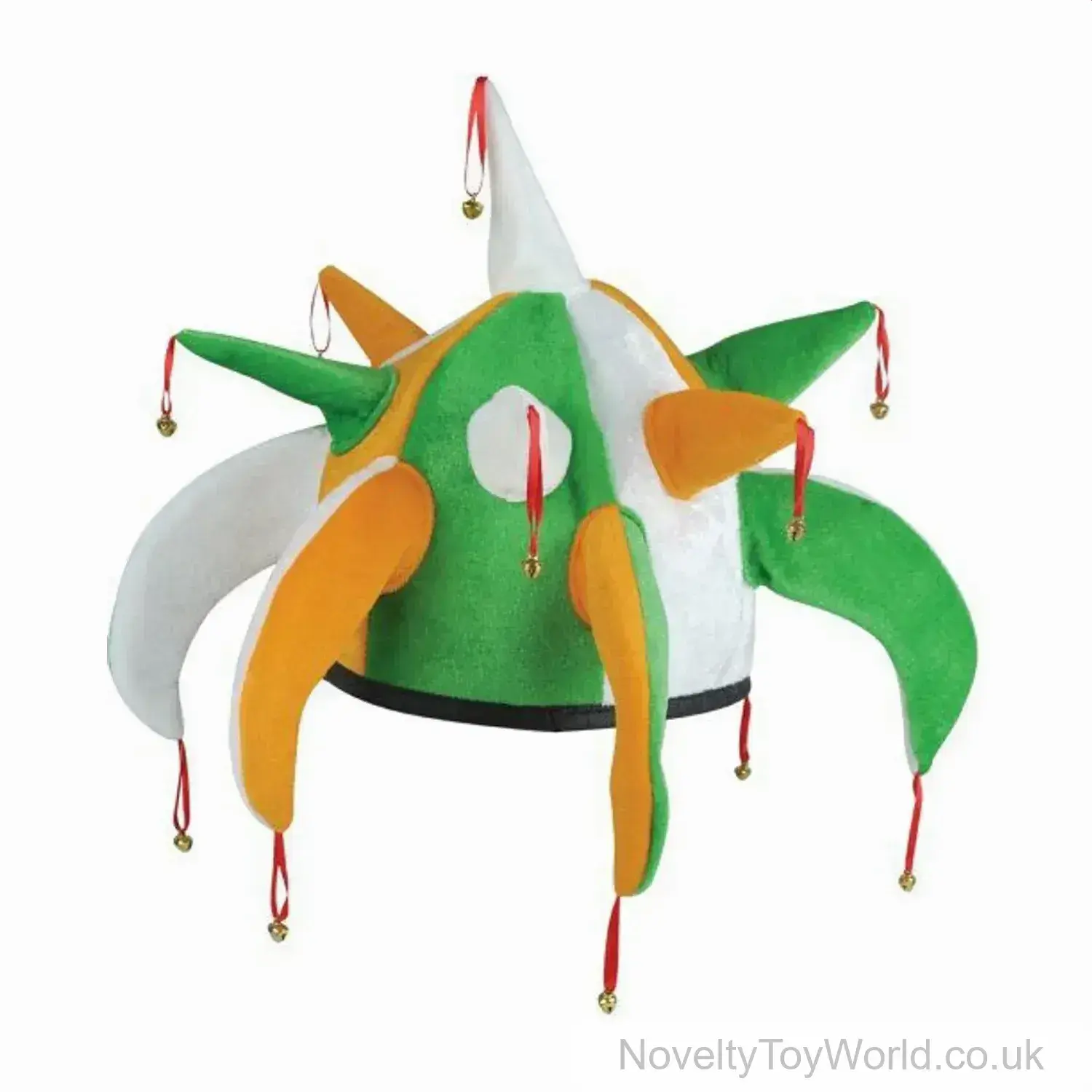 Irish Flag Colour Jester Hat with Bells - Adult