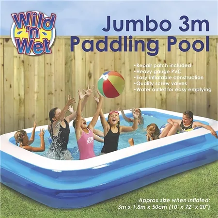 Inflatable Paddling Pool for Kids and Adult 3m Jumbo Family Outdoor Pool