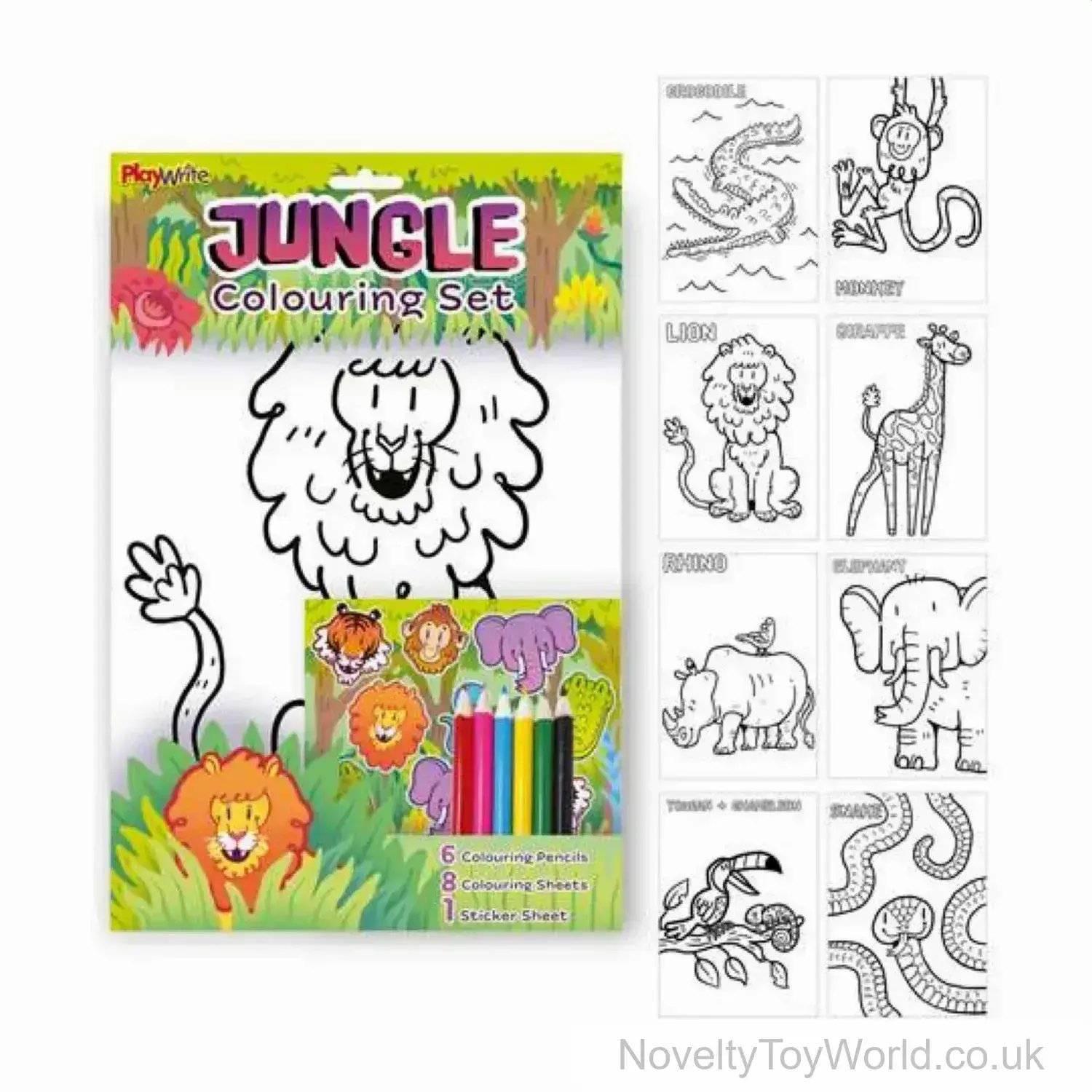 Jungle Animal Colouring Set - Stickers, Sheets, Pencils