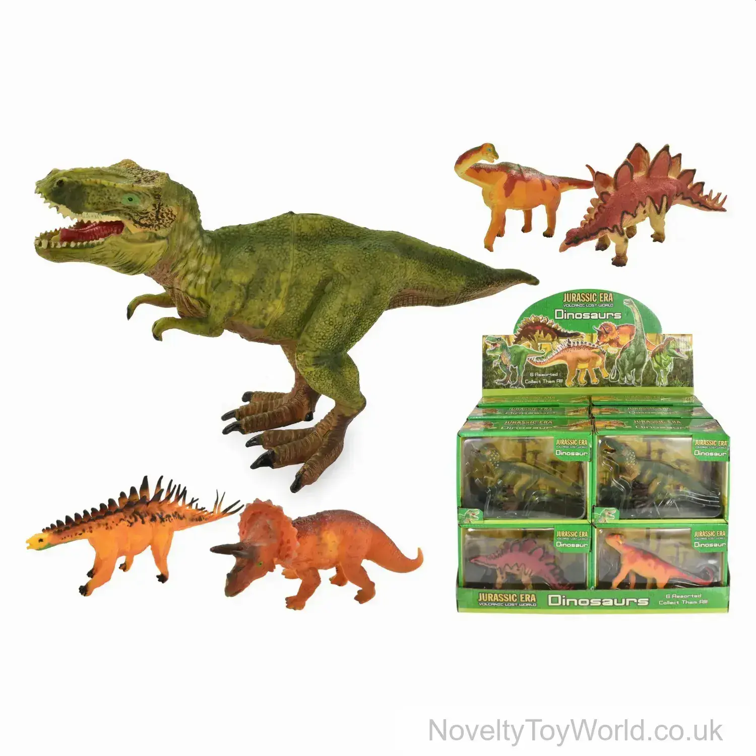 Jurassic Era Dinosaur in Window Box - 6 Assorted (15cm)