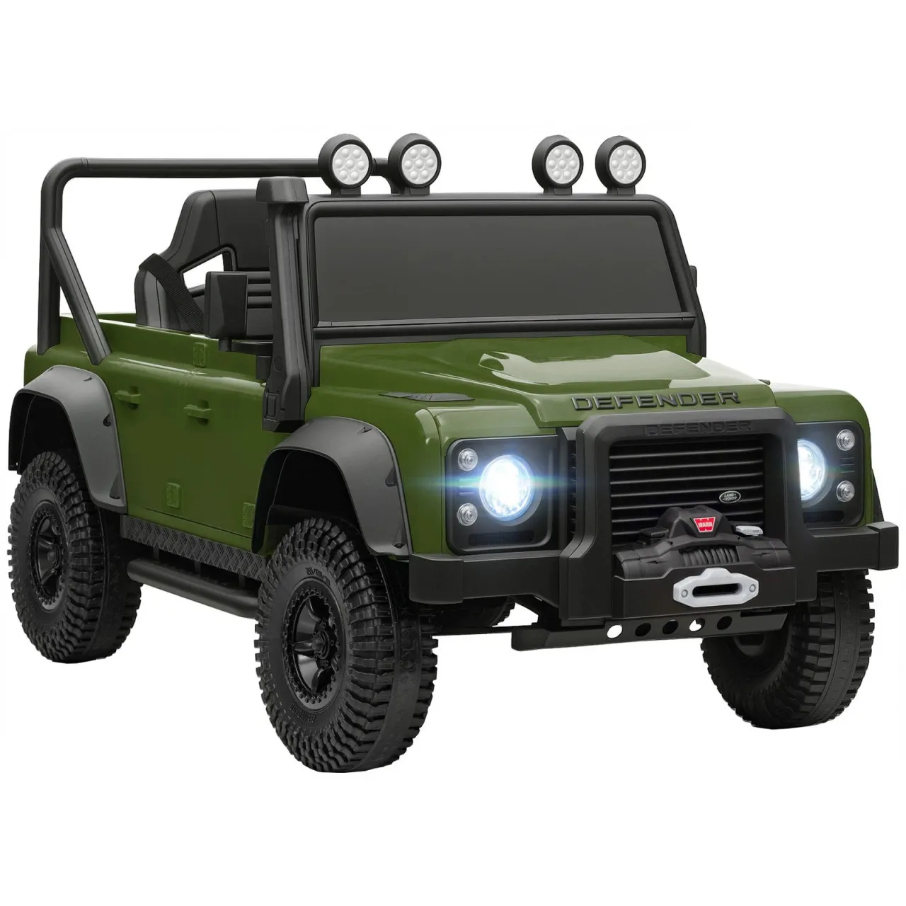 Kids 24v Official Green Land Rover Defender Ride in Car & Remote