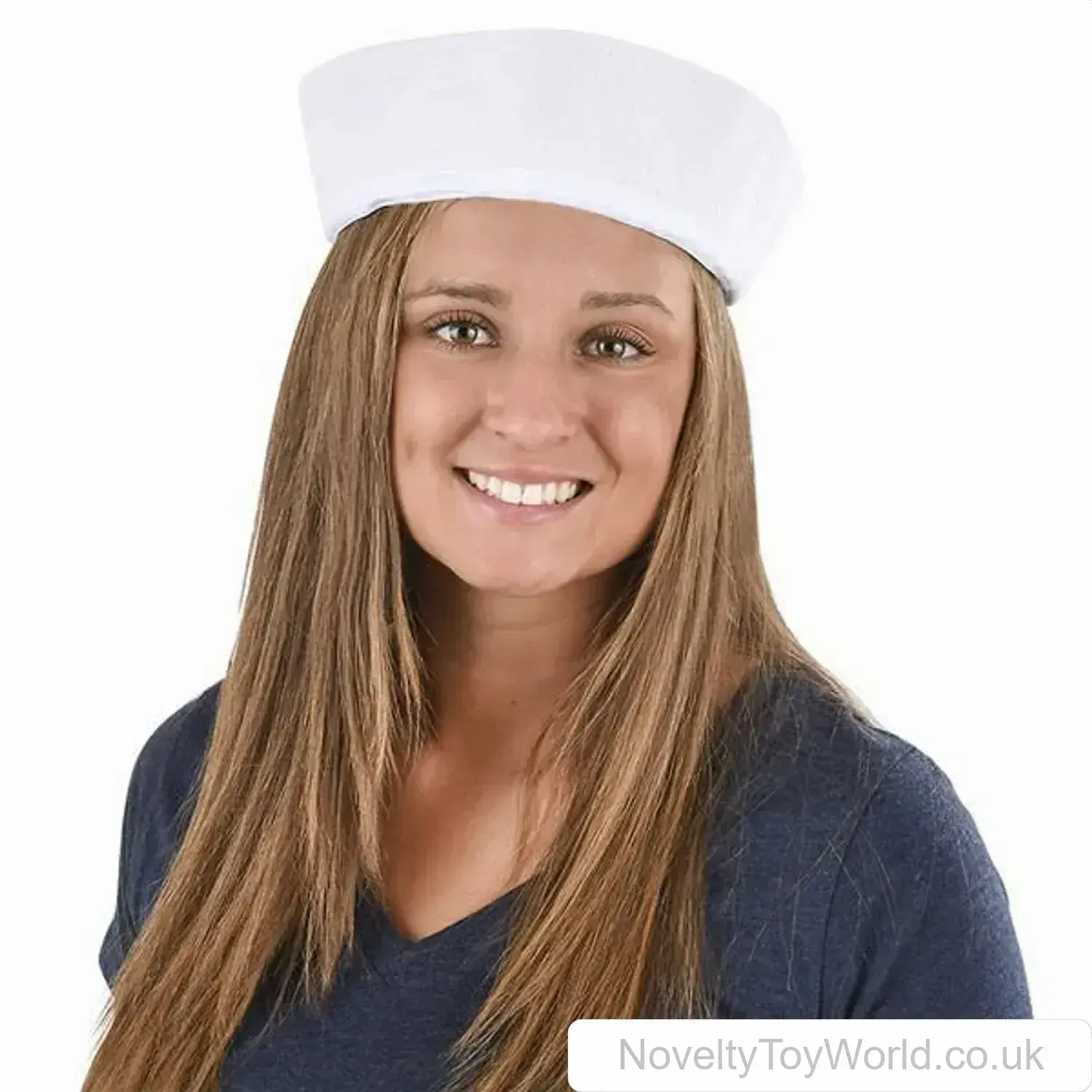Large White Fancy Dress Sailor Hat - Adult