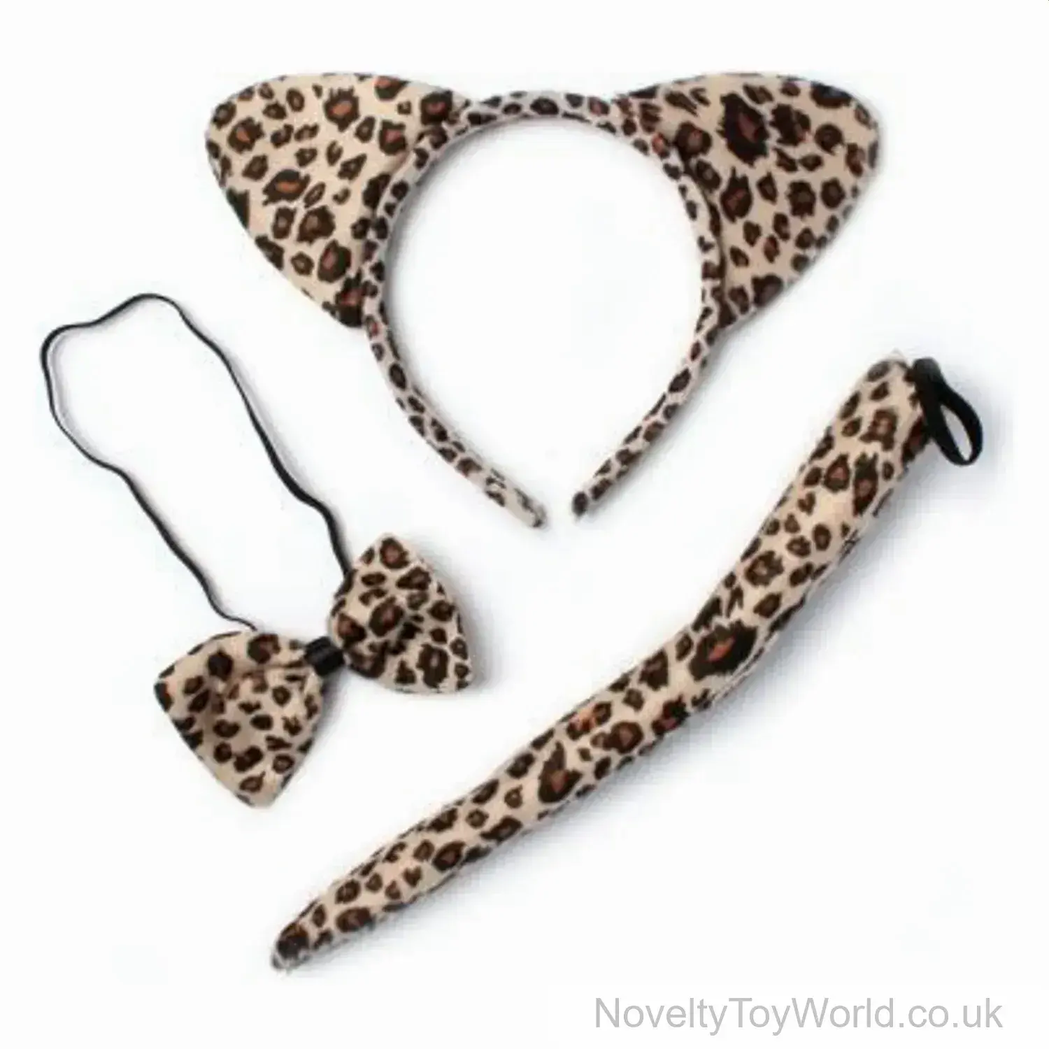 Leopard Ears, Headband, Bow Tie & Tail Fancy Dress Set