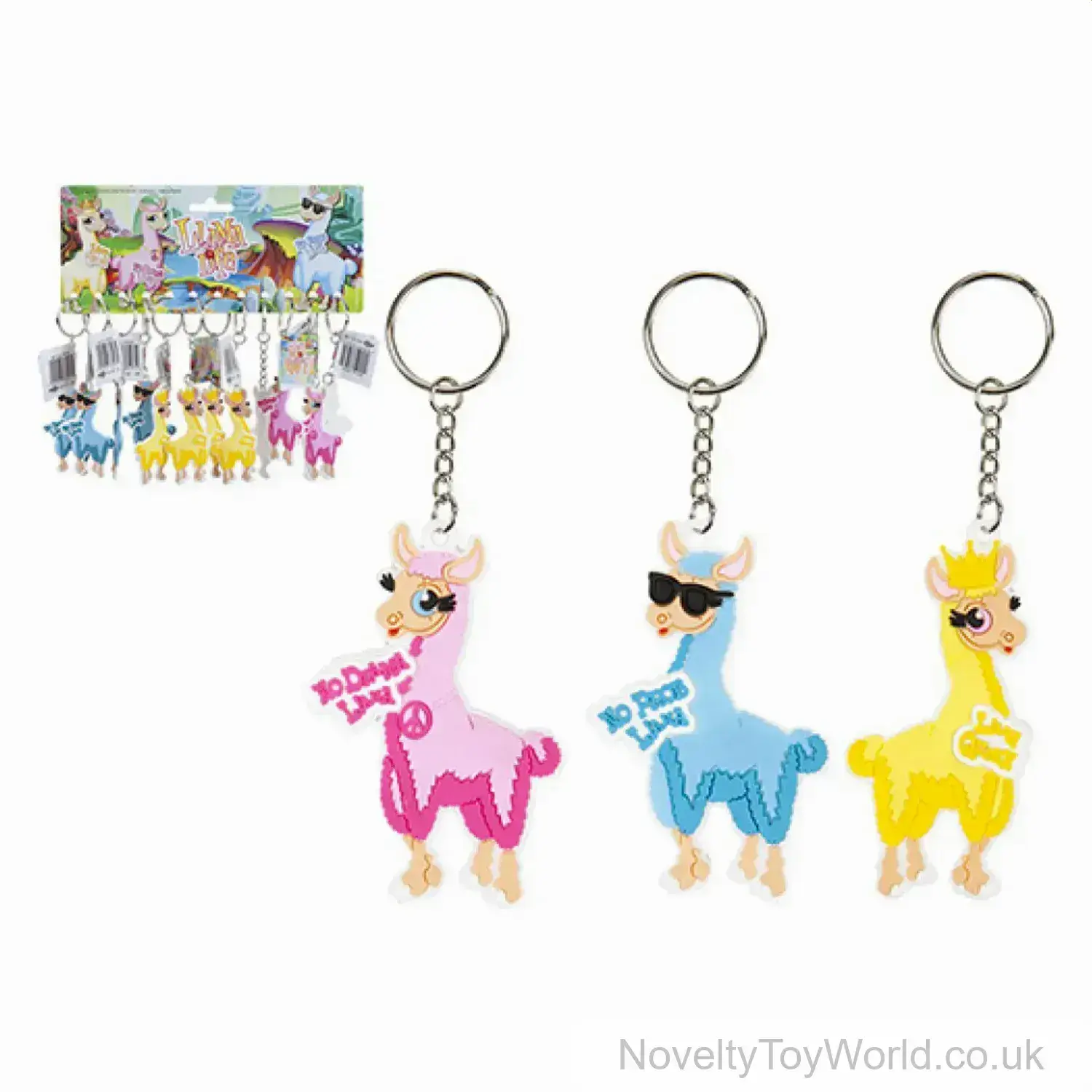 Llama Life 2D PVC Keyrings - 3 Assorted (6cm)