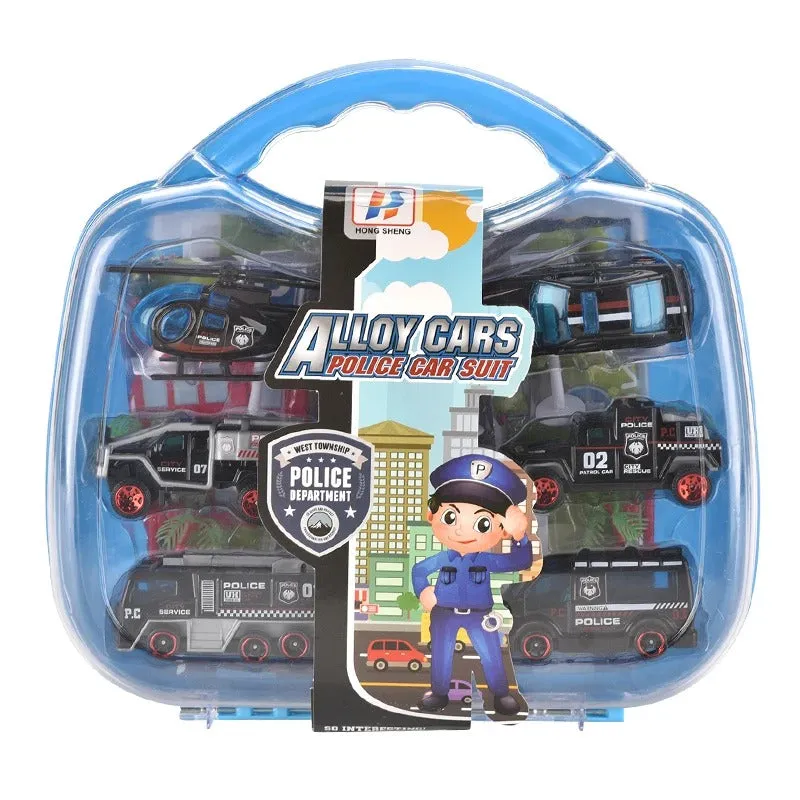 Toy Police Car Playset with Carry Case