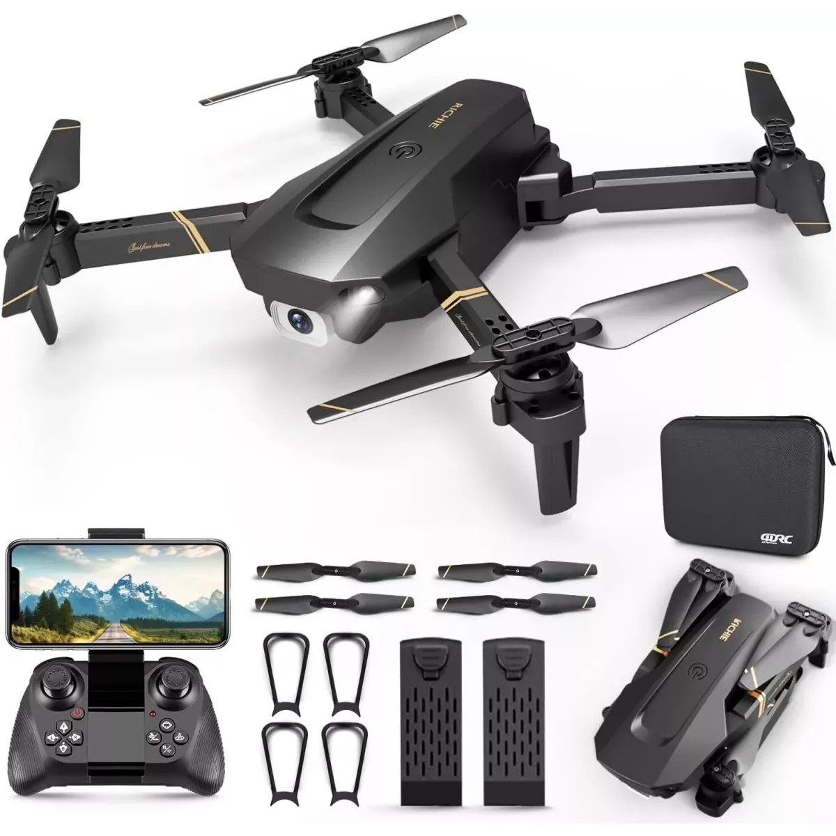 4DRC V4 Foldable Mini Drone with Camera - 1080P HD Drone, 3 Batteries, Drones for Adults Kids