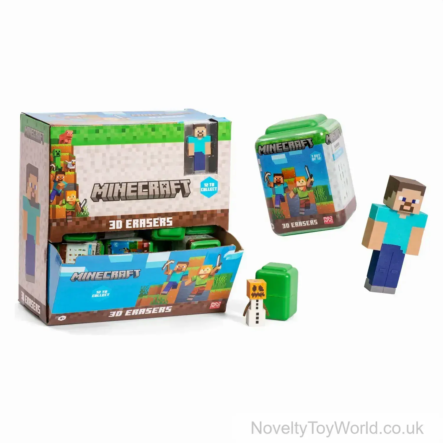 Minecraft 3D Eraser Figurine in Case - 12 To Collect