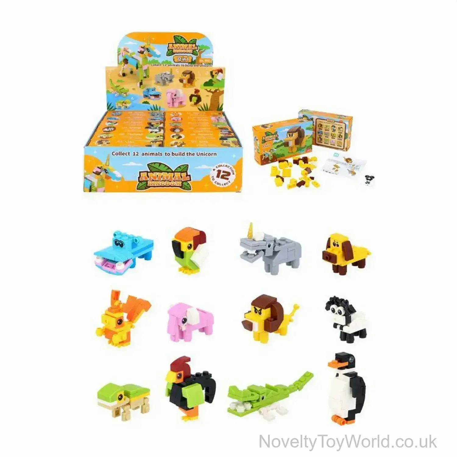 Mini Animal Building Bricks Set - 12 Assorted