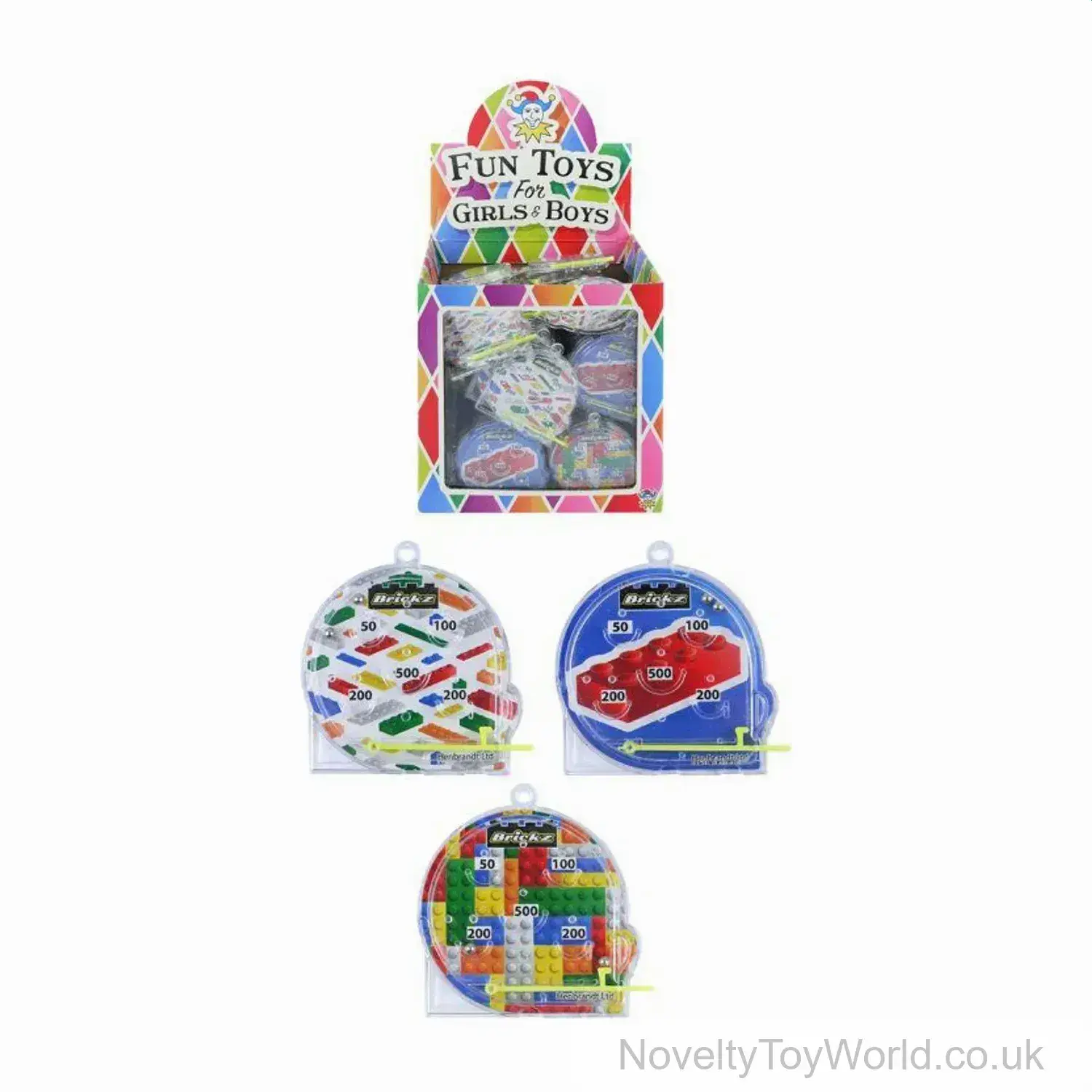 Mini Bricks Design Pinball Maze Game - 3 Assorted (5.5cm x 5.8cm)