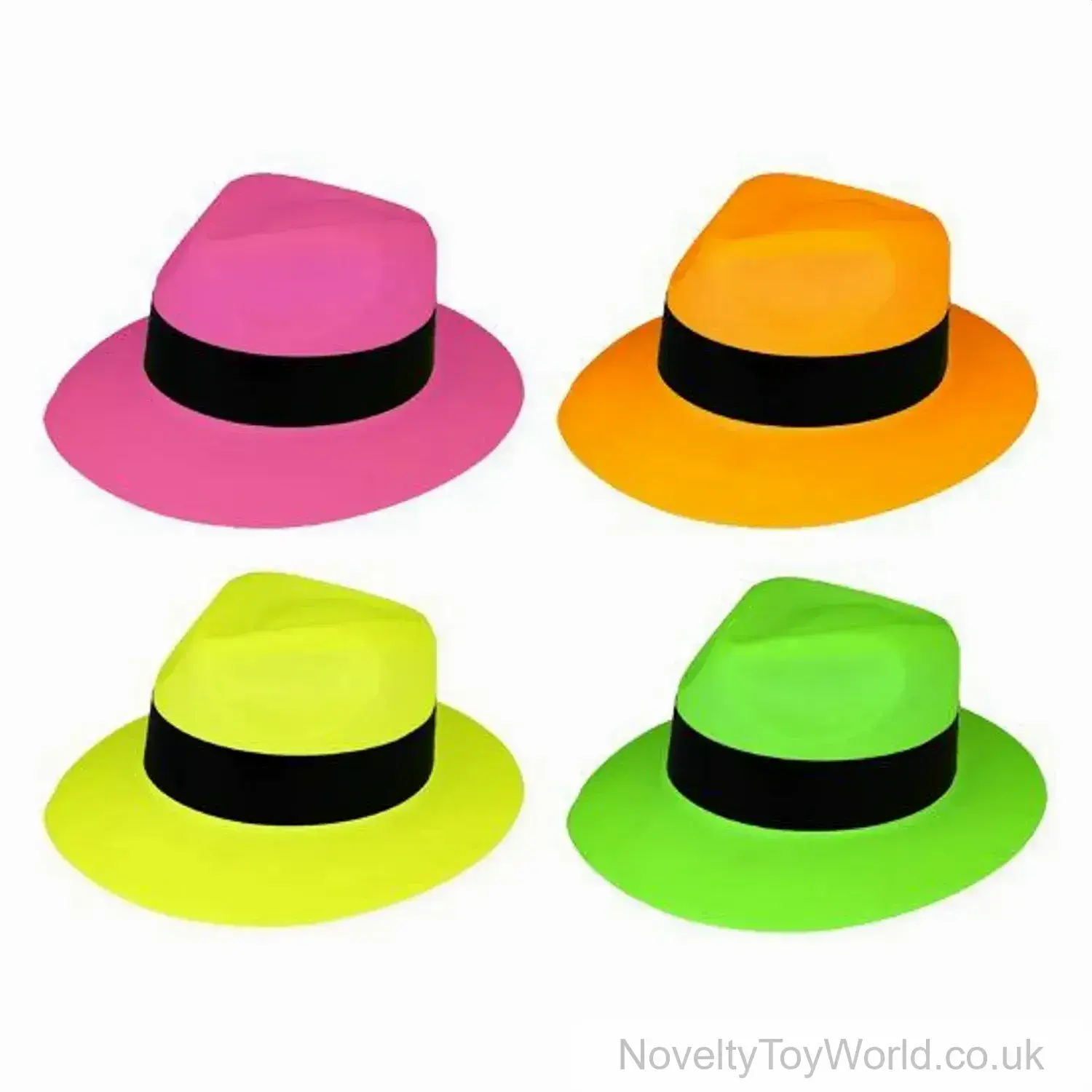 Neon Colour Gangster Style Plastic Fedora Hat