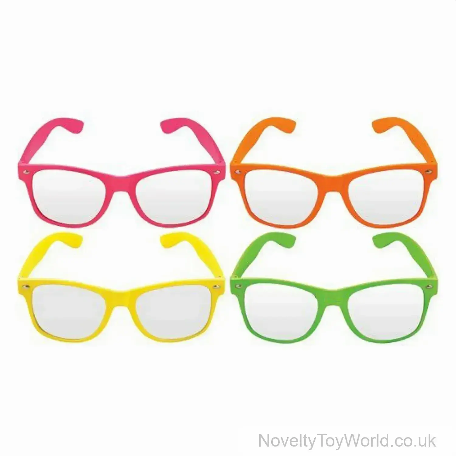 Neon Frame Clear Lens Party Glasses - Adult
