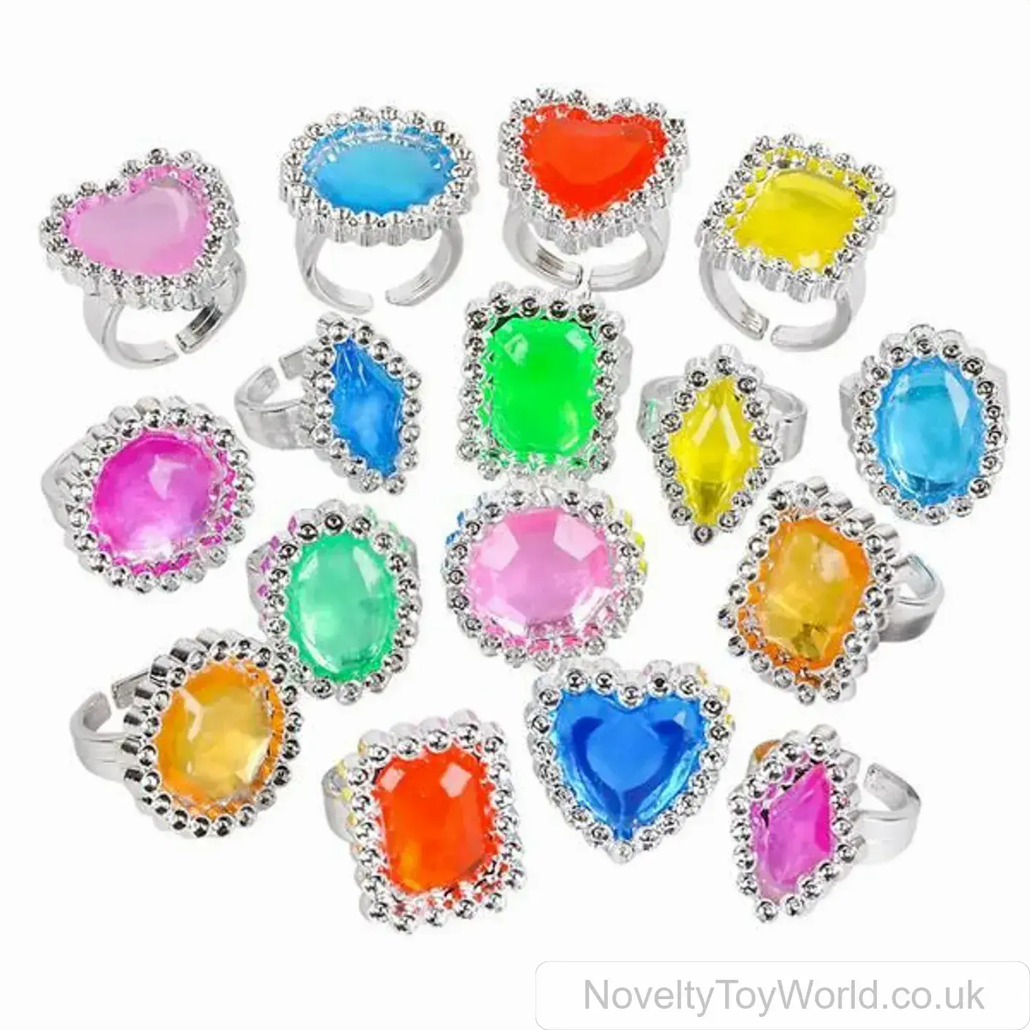 Novelty Plastic Jewel Rings - Adjustable Size