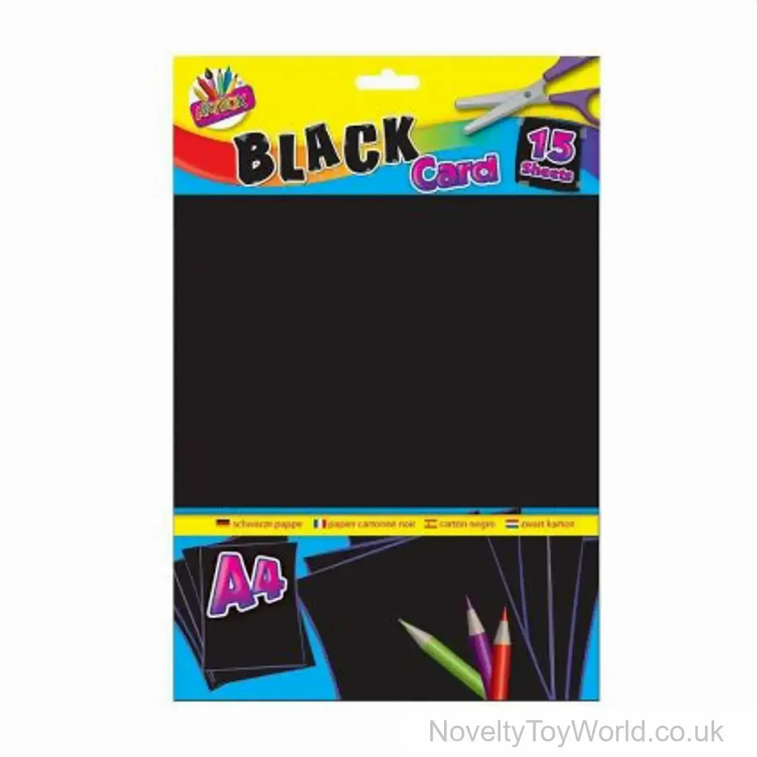 Pack of 15 Sheets A4 Black Card