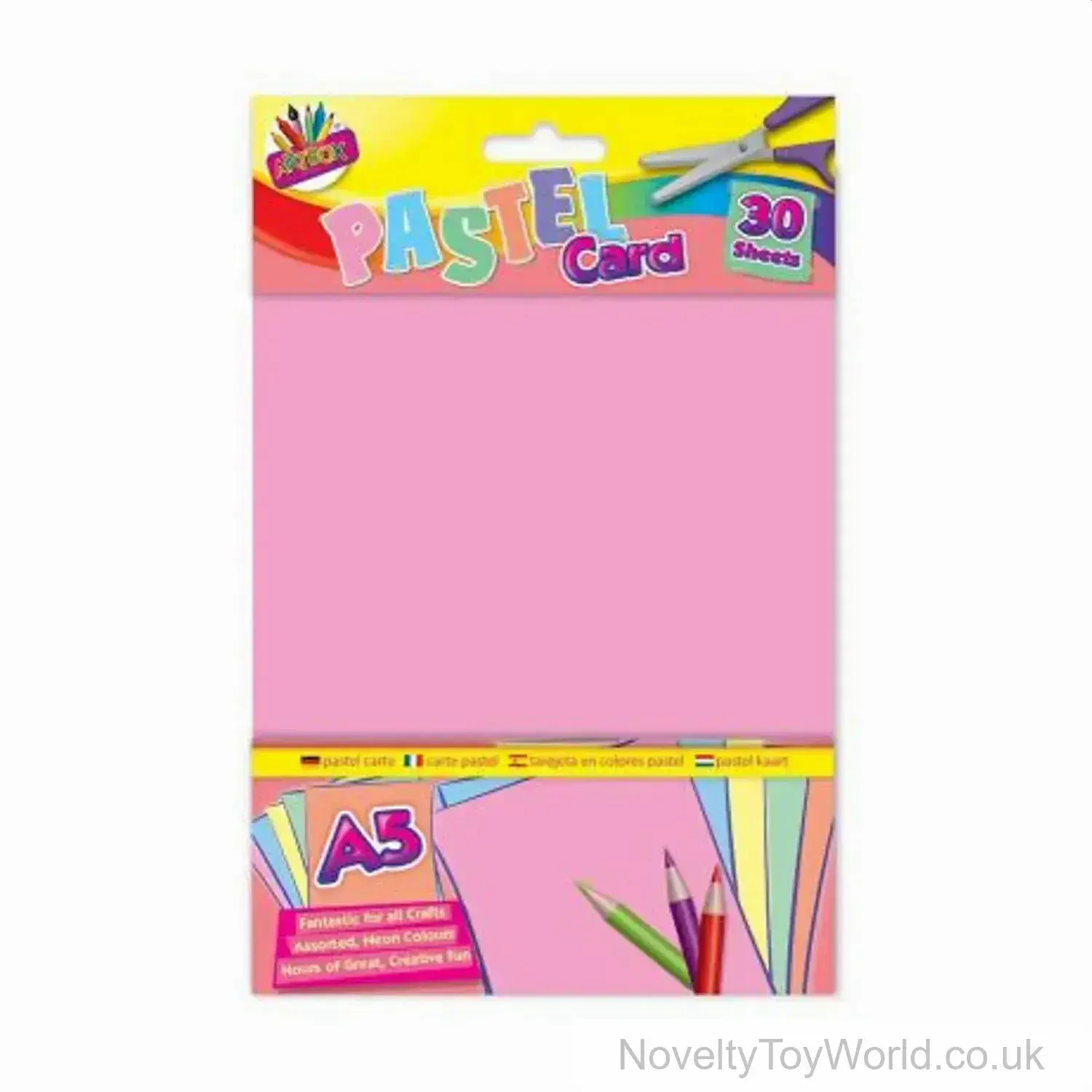 Pack Of 30 Sheets Pastel Coloured Card - A5 Size