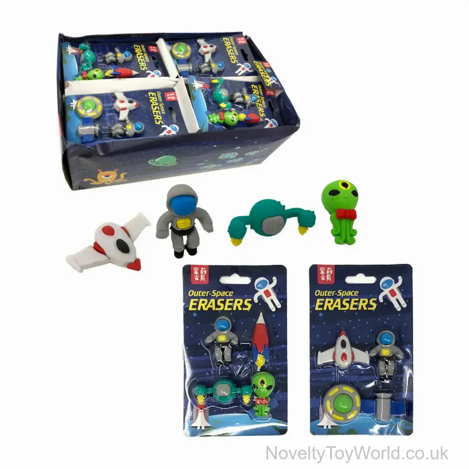 Pack of 4 Space Erasers - Novelty Stationery