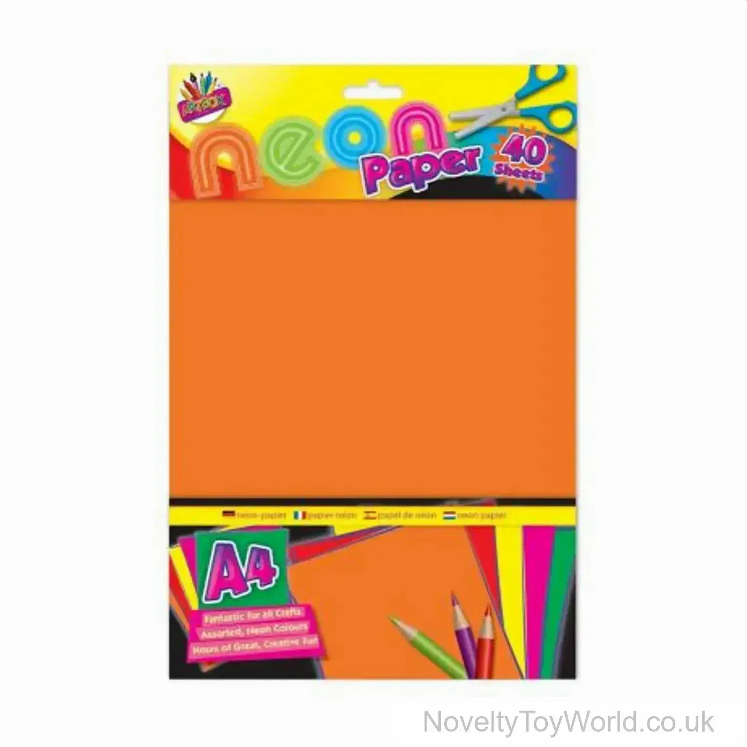 Pack Of 40 A4 Neon Colour Paper Sheets