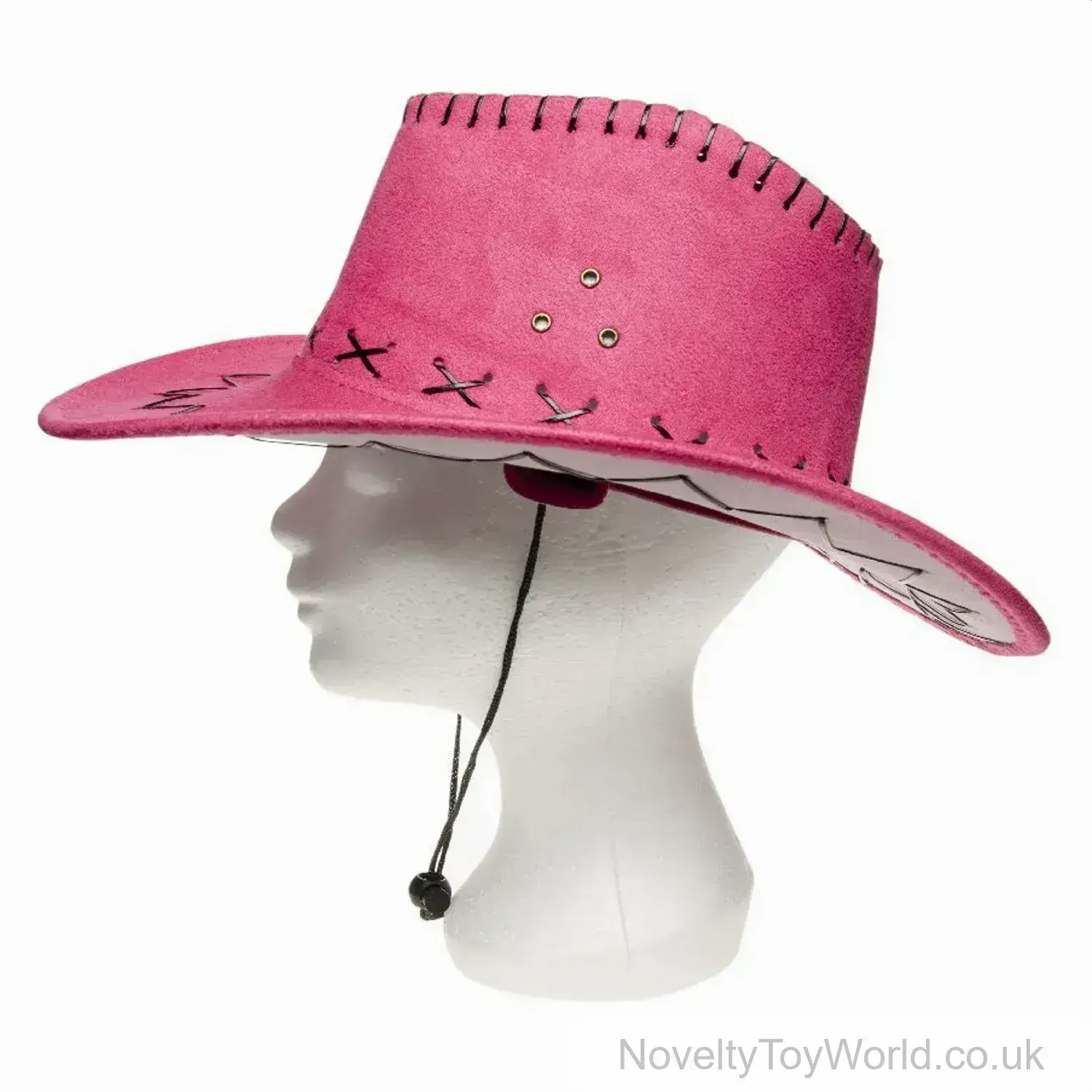 Pink Cowboy Hat Faux Leather With Adjustable Strap - Adult Size