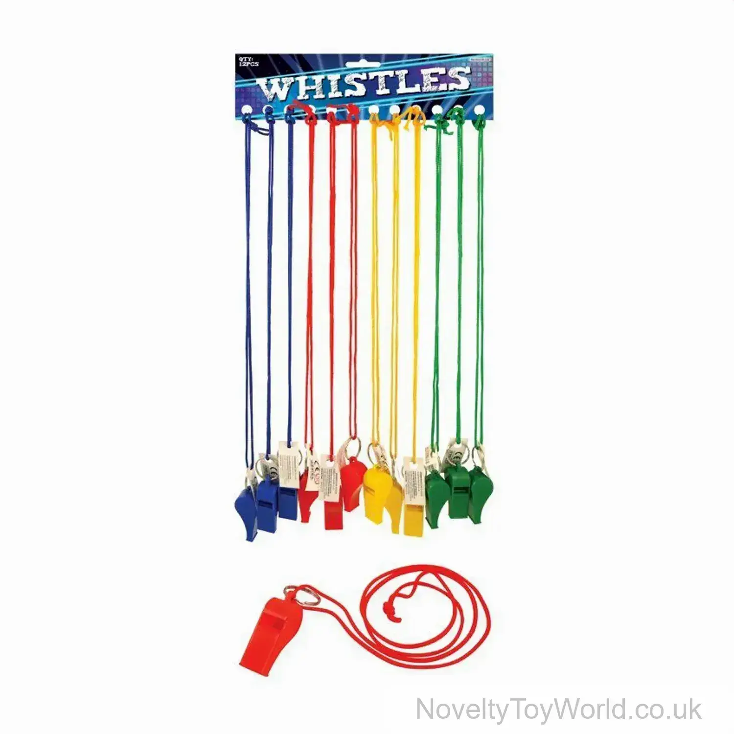 Plastic Colourful Whistle With Necklace (5.5cm)